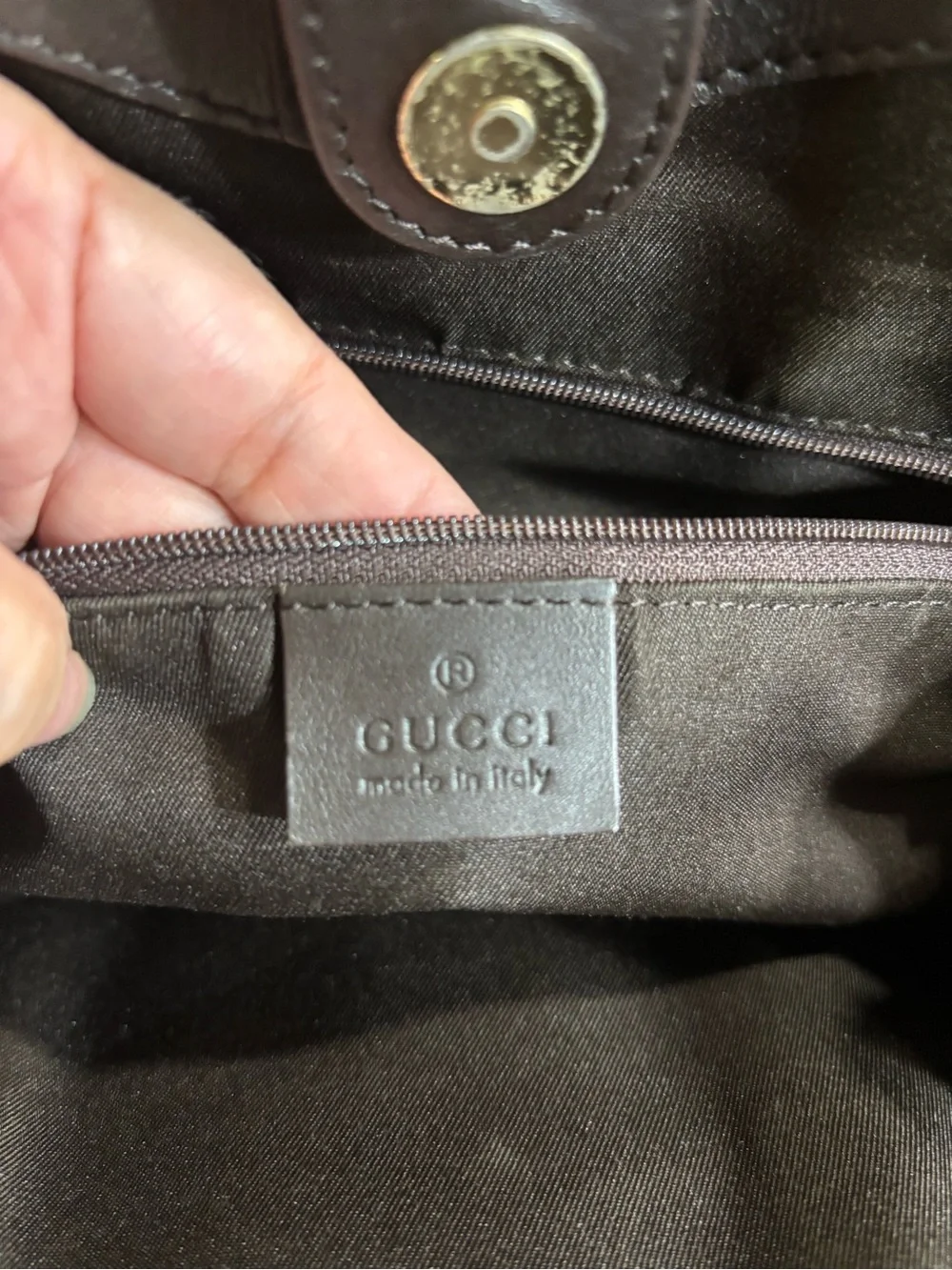 Gucci Beige/Brown GG Canvas Satchel with Dark Brown Trim